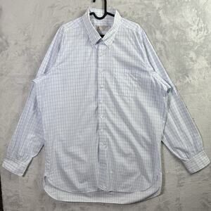 Turnbull & Asser Bespoke Mens Dress Shirt XL?*READ White/Blue Button Down Luxury